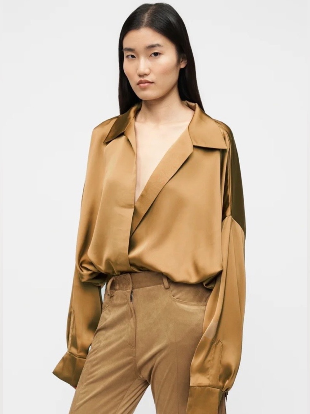 NORMA KAMALI Oversized Satin shirt. Size XXS. NWT’S